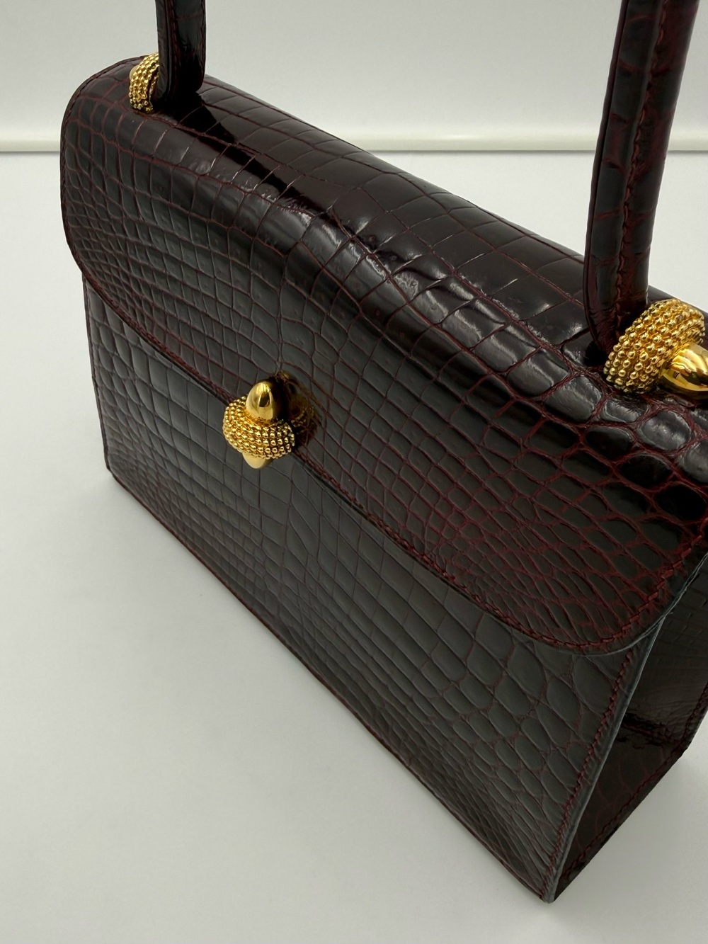 🐊MORABITO COUSU MAIN 1905 PARIS • TRAVIATA in Bordeaux CROCODILE Made in FRANCE - Picture 11 of 16